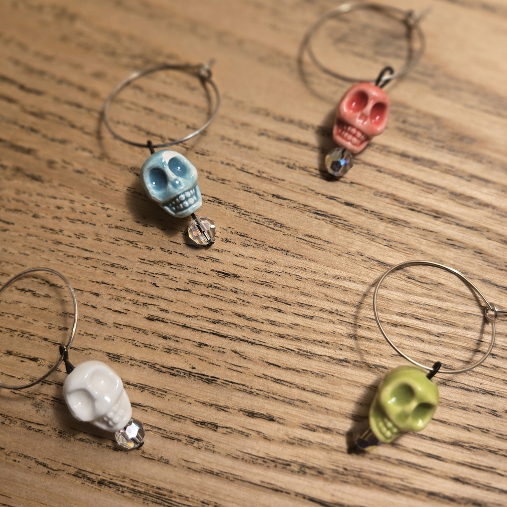 Skull Wine Charms Set of Four